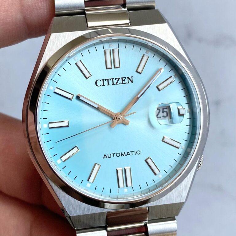 Close-up of the dial of the Citizen Tsuyosa NJ0151-88M.