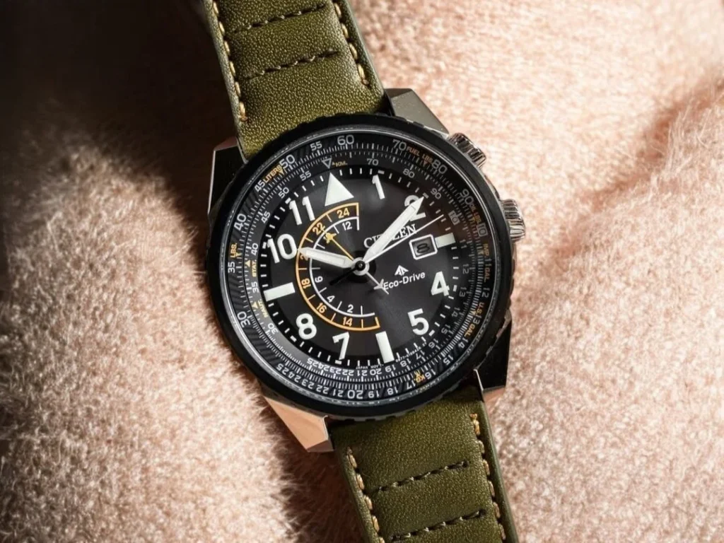 Citizen Promaster Nighthawk BJ7138-04E resting on a soft, beige fabric.
