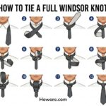 Illustration of 12 steps showing how to tie a Full Windsor knot. Each step depicts the sequence for arranging a tie around a shirt collar.